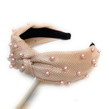 Load image into Gallery viewer, headband for women, fashion headbands, womens headband, headbands for women, stylish headbands, headband style, top knot headband, woven top knot headband, head band, hair band, trendy headbands, top knotted headband, spring headband, summer headbands, handmade headbands, top knotted headband, knotted headband, head band, hair band for women, trendy headband, fashion headbands, twist headband, headband style, hair accessories, twist knotted headband, chic headband, twisted headband, pearl headband