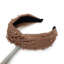 Load image into Gallery viewer, headband for women, fashion headbands, womens headband, headbands for women, stylish headbands, headband style, top knot headband, woven top knot headband, head band, hair band, trendy headbands, top knotted headband, spring headband, summer headbands, handmade headbands, top knotted headband, knotted headband, head band, hair band for women, trendy headband, fashion headbands, twist headband, headband style, hair accessories, twist knotted headband, chic headband, twisted headband, pearl headband