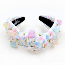 Load image into Gallery viewer, headbands for women, Easter knotted headband, headband style, top knot headband, Easter egg top knot headband, Easter headband, Easter hair band, bunny knot headband, top knotted headband, Bunny knotted headband, handmade headbands, top knotted headband, hand bead knotted headband, Easter bunny hair band for women, liberty knot headband, statement headbands, embellished headband, chic headband, Easter knot headband, Easter bunny headband, Easter hair accessories, Easter knot headband, liberty Knot headband