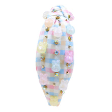 Load image into Gallery viewer, headbands for women, Easter knotted headband, headband style, top knot headband, Easter egg top knot headband, Easter headband, Easter hair band, bunny knot headband, top knotted headband, Bunny knotted headband, handmade headbands, top knotted headband, hand bead knotted headband, Easter bunny hair band for women, liberty knot headband, statement headbands, embellished headband, chic headband, Easter knot headband, Easter bunny headband, Easter hair accessories, Easter knot headband, liberty Knot headband