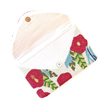 Load image into Gallery viewer, beaded clutch purse, beaded bag, birthday gift for her, summer clutch, seed bead purse, beaded bag, seed bead clutch, summer bag, clutch bag, engagement gift, bridal gift to bride, bridal gift, wedding gift, bride gifts, cross body purse, bride to be gift, engagement gift, bachelorette gifts, best friend gift, best selling item, party bag, summer purse, boho clutch, best friend gift, bridesmaid gift, Bohemian bag, floral beaded clutch purse, floral clutch purse, floral handbag, floral crossbody bag