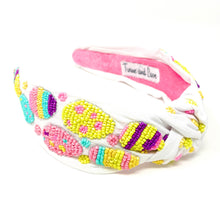 Load image into Gallery viewer, headbands for women, Easter knotted headband, headband style, top knot headband, Easter egg top knot headband, Easter headband, Easter hair band, bunny knot headband, top knotted headband, Bunny knotted headband, handmade headbands, top knotted headband, hand bead knotted headband, Easter bunny hair band for women, Hand bead St. Patrick’s headband, statement headbands, embellished headband, chic headband, Easter knot headband, Easter bunny headband, Easter hair accessories, Easter egg knot headband