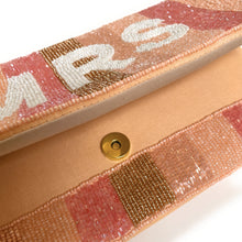 Load image into Gallery viewer, Bride clutch purse, gift for bride, seed beaded clutch purse, bridal purse clutch, white beaded wedding clutch, bride gifts, bridal gifts, engagement gifts, bridal shower gifts, bridesmaid gifts, bride to be gift, gift for her, bride gift, wedding gift, bridal gift, bridal purse clutch, wedding bag, wedding purse for bride, bride bag, wedding bridal clutch, wedding white bag, gifts for the bride, best engagement gift, best bridesmaid gift, mrs clutch purse, rose gold clutch purse