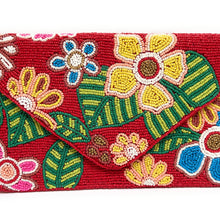Load image into Gallery viewer, pink flowers beaded clutch purse, birthday gift for her, summer clutch, seed bead purse, beaded bag, tropical handbang, beaded bag, seed bead clutch, summer bag, birthday gift for her, clutch bag, seed bead purse, engagement gift, bridal gift to bride, bridal gift, palm leaves purse, gifts to bride, gifts for bride, wedding gift, bride gifts,beaded clutch purse, birthday gift for her, summer clutch, seed bead purse, beaded bag, summer bag, boho purse, red beaded clutch purse
