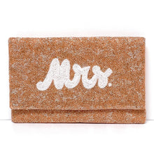 Load image into Gallery viewer, Bride clutch purse, gift for bride, seed beaded clutch purse, bridal purse clutch, white beaded wedding clutch, bride gifts, bridal gifts, engagement gifts, bridal shower gifts, bridesmaid gifts, bride to be gift, gift for her, bride gift, wedding gift, bridal gift, bridal purse clutch, wedding bag, wedding purse for bride, bride bag, wedding bridal clutch, wedding white bag, gifts for the bride, best engagement gift, best bridesmaid gift, rose gold beaded clutch purse