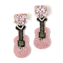 Load image into Gallery viewer, Bachelorette earrings, bride to be gifts, LETS GO GIRLS EARRINGS, Pink guitar earrings, cowgirl earrings, cowgirl beaded earrings, cowgirl beaded accessories, cowgirl accessories, cowgirl earrings, cowgirl beaded earrings, bachelorette gifts, bachelorette beaded earrings, bachelorette party favors, bridal shower party favors, bachelorette gifts for her, bride to be gifts, country girl gifts, country girl earrings, Yeehaw Beaded earrings, country guitar earrings, guitar earrings, Yeehaw accessories
