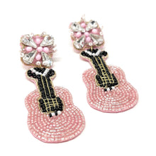 Load image into Gallery viewer, Bachelorette earrings, bride to be gifts, LETS GO GIRLS EARRINGS, Pink guitar earrings, cowgirl earrings, cowgirl beaded earrings, cowgirl beaded accessories, cowgirl accessories, cowgirl earrings, cowgirl beaded earrings, bachelorette gifts, bachelorette beaded earrings, bachelorette party favors, bridal shower party favors, bachelorette gifts for her, bride to be gifts, country girl gifts, country girl earrings, Yeehaw Beaded earrings, country guitar earrings, guitar earrings, Yeehaw accessories