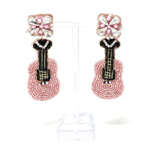 Load image into Gallery viewer, Bachelorette earrings, bride to be gifts, LETS GO GIRLS EARRINGS, Pink guitar earrings, cowgirl earrings, cowgirl beaded earrings, cowgirl beaded accessories, cowgirl accessories, cowgirl earrings, cowgirl beaded earrings, bachelorette gifts, bachelorette beaded earrings, bachelorette party favors, bridal shower party favors, bachelorette gifts for her, bride to be gifts, country girl gifts, country girl earrings, Yeehaw Beaded earrings, country guitar earrings, guitar earrings, Yeehaw accessories