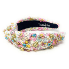 Load image into Gallery viewer, headbands for women, Easter knotted headband, headband style, top knot headband, Easter egg top knot headband, Easter headband, Easter hair band, bunny knot headband, top knotted headband, Bunny knotted headband, handmade headbands, top knotted headband, hand bead knotted headband, Easter bunny hair band for women, liberty knot headband, statement headbands, embellished headband, chic headband, Easter knot headband, Easter bunny headband, Easter hair accessories, Easter knot headband, liberty Knot headband