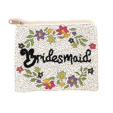 Load image into Gallery viewer, Bride clutch purse, gift for bridesmaids, seed beaded clutch purse, bridesmaid pouch, Ivory beaded wedding clutch, bride gifts, bridal gifts, engagement gifts, bridal shower gifts, bridesmaid gifts, bride to be gift, gift for her, bride gift, wedding gift, bridal gift, wedding bag, bride bag, wedding pouch, gifts for the bride, best engagement gift, best bridesmaid gift, crossbody, gifts for her, coin purse, maid of honor gifts, bridal party favors, best friend bridesmaid