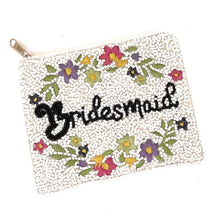 Load image into Gallery viewer, Bride clutch purse, gift for bridesmaids, seed beaded clutch purse, bridesmaid pouch, Ivory beaded wedding clutch, bride gifts, bridal gifts, engagement gifts, bridal shower gifts, bridesmaid gifts, bride to be gift, gift for her, bride gift, wedding gift, bridal gift, wedding bag, bride bag, wedding pouch, gifts for the bride, best engagement gift, best bridesmaid gift, crossbody, gifts for her, coin purse, maid of honor gifts, bridal party favors, best friend bridesmaid