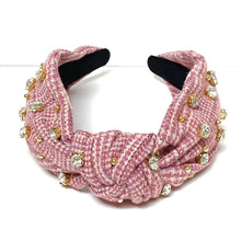 Load image into Gallery viewer, headbands for women headband, satin headband, Heart Jeweled headband, Wide headband, satin knot headband, top knot headband, Purple headband, heart stud hairband, heart stud headbands, top knotted headband, handmade headbands, top knotted headband, knotted headband, headband, hair band for women, fashion headbands, embellished headband, rhinestone headband, gemstone headband for women, luxury headband, jeweled headband for women, purple jeweled headband, jeweled knot headband, fall headbands