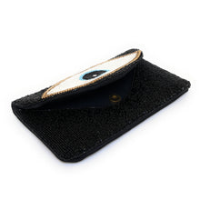 Load image into Gallery viewer, Evil Eye Beaded Clutch, Black Bead Clutch Bag, Black Beaded Clutch Purse, Wedding Clutch Bag, Party Clutch Purse, Evening Beaded Clutch, evening clutch, evening clutches, party purse, beaded clutch purse, engagement gift, cross body purse, crossbody handbag, best friend gifts, beaded clutches, black beaded purse, black clutch purse, turkey eye bead clutch, evening purses, wedding clutches, party clutch purse, silver evening clutch, fancy evening clutches, elegant evening clutches, turkey eye accessories