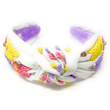Load image into Gallery viewer, headbands for women, Easter knotted headband, headband style, top knot headband, Pink top knot headband, Easter headband, Easter hair band, bunny knot headband, top knotted headband, Bunny knotted headband, handmade headbands, top knotted headband, hand bead knotted headband, Easter bunny hair band for women, Hand bead St. Patrick’s headband, statement headbands, embellished headband, chic headband, Easter knot headband, Easter bunny headband, Easter hair accessories, Bunny knot headband
