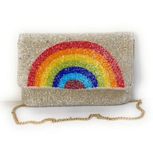 Load image into Gallery viewer, mrs clutch purse, gift for bride, beaded clutch purse, bridal purse clutch, rainbow bride clutch, rainbow bride bag, bachelorette beaded clutch, lgbt gift, bridal shower gift, crossbody purse, bride to be gift, bridesmaids gifts, bridal purse, engagement gift, party clutches, rainbow clutches, Gray pride gifts, best friend gifts, crossbody purse, rainbow crossbody purse, LGBTQ pride bag purse, LGBTQ gifts, Flag Pride bag, Pride purse, Rainbow Pride bag, rainbow party theme