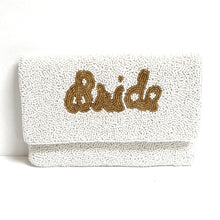Load image into Gallery viewer, Bride clutch purse, gift for bride, seed beaded clutch purse, bridal purse clutch, white beaded wedding clutch, bride gifts, bridal gifts, engagement gifts, bridal shower gifts, bridesmaid gifts, bride to be gift, gift for her, bride gift, wedding gift, bridal gift, bridal purse clutch, wedding bag, wedding purse for bride, bride bag, wedding bridal clutch, wedding white bag, gifts for the bride, best engagement gift, best bridesmaid gift