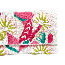 Load image into Gallery viewer, pink flowers beaded clutch purse, birthday gift for her, summer clutch, seed bead purse, beaded bag, tropical handbag, beaded bag, seed bead clutch, summer bag, birthday gift, clutch bag, best friend gifts, engagement gift, bridal gift to bride, bridal gift, floral beaded clutch, floral bead purse, wedding gift, bride gifts, beaded clutch purse, summer clutch, beaded bag, summer bag, boho purse, pink beaded clutch purse, pink orange purse, dahlia flowers purse, best selling items, best seller