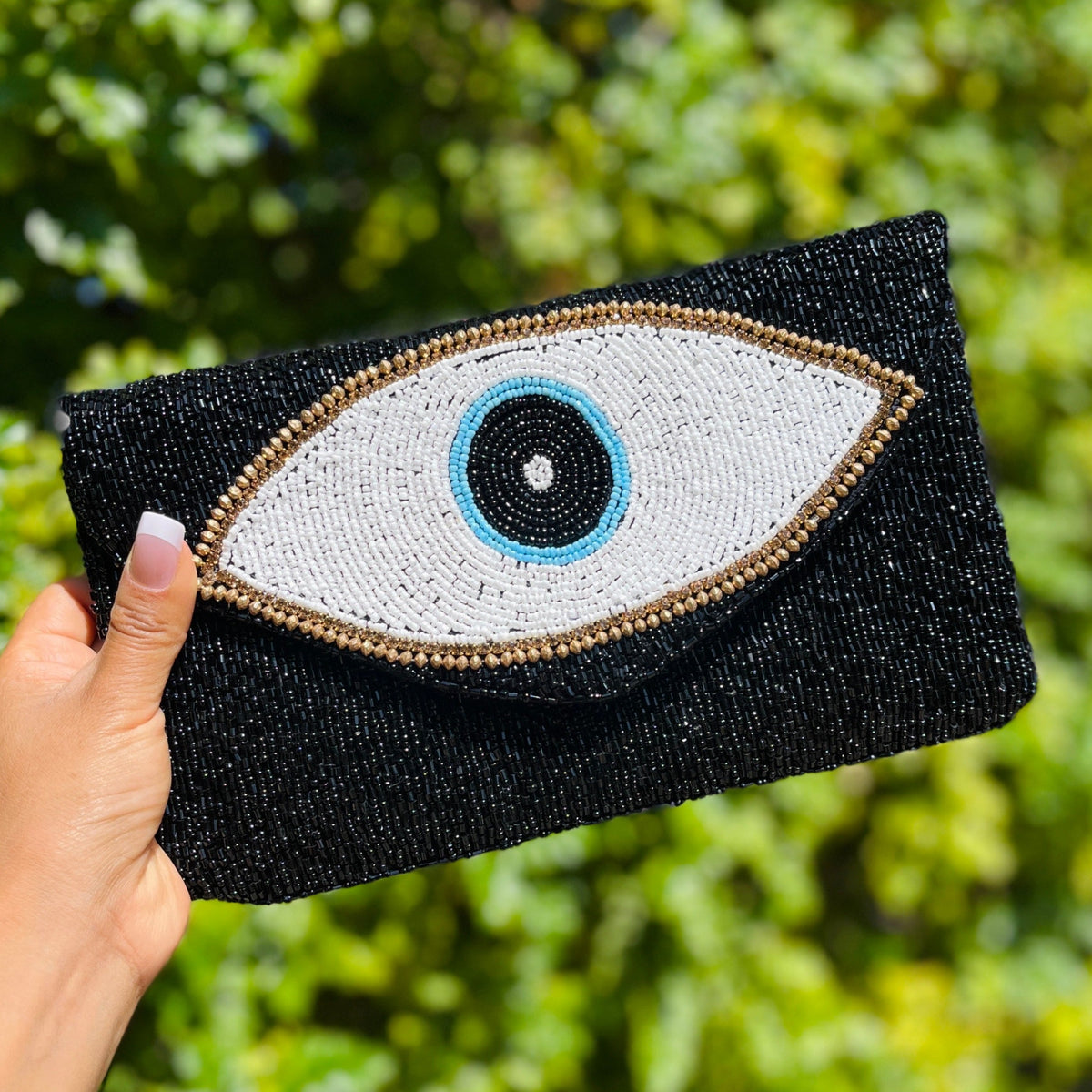 Evening Beaded Clutch Purse, Evil Eye Bead Clutch Purse, Cross