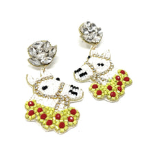 Load image into Gallery viewer, horse Beaded Earrings, beaded horse Earrings, horse Earrings, derby Beaded Earrings, derby earrings, derby lover bead earrings, derby horse beaded earrings, white horse earrings, Beaded earrings, white horseshoe bead earrings, horse seed bead earrings, derby accessories, spring summer earrings, gifts for mom, Horseshoe earrings, best friend gifts, birthday gifts, Derby horse earrings, flower beaded earrings, horse derby earrings accessory, white horse earrings, white beaded earrings