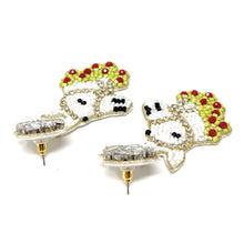 Load image into Gallery viewer, horse Beaded Earrings, beaded horse Earrings, horse Earrings, derby Beaded Earrings, derby earrings, derby lover bead earrings, derby horse beaded earrings, white horse earrings, Beaded earrings, white horseshoe bead earrings, horse seed bead earrings, derby accessories, spring summer earrings, gifts for mom, Horseshoe earrings, best friend gifts, birthday gifts, Derby horse earrings, flower beaded earrings, horse derby earrings accessory, white horse earrings, white beaded earrings