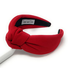 Load image into Gallery viewer, Christmas Headband, Holiday Headbands, red Knot Headband, Red Headbands for Women and Girls, Solid Red Knotted Headband, headband for woman, fashion headbands, red accessories for Christmas, headbands for women, stylish headbands, headband style, top knot headband, top knotted headband, knotted headband, Valentines day headband, red top knotted headband, fall headbands, best selling items, Christmas headband, Holiday Lane Plaid headband, Red knotted headband
