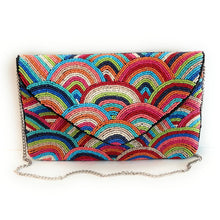 Load image into Gallery viewer, rainbow beaded clutch purse, birthday gift for her, summer clutch, seed bead purse, beaded bag, tropical handbag, beaded bag, seed bead clutch, summer bag, birthday gift, clutch bag, best friend gifts, engagement gift, bridal gift to bride, bridal gift, floral beaded clutch, floral bead purse, wedding gift, bride gifts, beaded clutch purse, summer clutch, beaded bag, summer bag, boho purse, multicolored beaded clutch purse, rainbow purse, rainbow bead purse, best selling items, best seller, rainbow clutch
