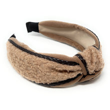 Load image into Gallery viewer, headbands for women, Tweed headband, handmade headbands, top knotted headband, knotted headband, hair band for women, winter knot headband, tweed headband, Winter headbands for women, luxury headband, tweed knot headband for women, knotted jeweled headband, Vegan headband, Vegan knot headband, luxury knot headband, plaid tweed headband, tweed knotted headband, Winter Hair accessories, pink tweed, black tweed, winter headbands, plain knot headband, tweed plaid headband, tweed accessories