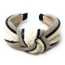 Load image into Gallery viewer, headbands for women, Tweed headband, handmade headbands, top knotted headband, knotted headband, hair band for women, winter knot headband, tweed headband, Winter headbands for women, luxury headband, tweed knot headband for women, knotted jeweled headband, Vegan headband, Vegan knot headband, luxury knot headband, plaid tweed headband, tweed knotted headband, Winter Hair accessories, pink tweed, black tweed, winter headbands, plain knot headband, tweed plaid headband, tweed accessories