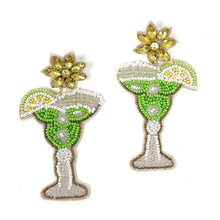 Load image into Gallery viewer, Margarita Beaded Earrings, margarita Earrings, margarita love Beaded Earrings, cocktail earrings, margarita lover bead earrings, margarita beaded earrings, tequila earrings, beaded cocktail earrings, cocktail bead earrings, margarita bead earrings, cocktail accessories, spring summer accessories, spring summer earrings, gifts for mom, multicolor earrings, best friend gifts, birthday gifts, lightweight cocktail earrings, margarita earrings accessory