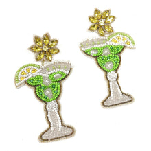 Load image into Gallery viewer, Margarita Beaded Earrings, margarita Earrings, margarita love Beaded Earrings, cocktail earrings, margarita lover bead earrings, margarita beaded earrings, tequila earrings, beaded cocktail earrings, cocktail bead earrings, margarita bead earrings, cocktail accessories, spring summer accessories, spring summer earrings, gifts for mom, multicolor earrings, best friend gifts, birthday gifts, lightweight cocktail earrings, margarita earrings accessory