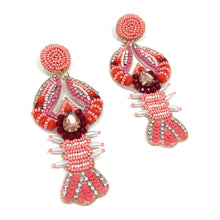 Load image into Gallery viewer, crawfish Beaded Earrings, crawfish Earrings, crawfish love Beaded Earrings, crawfish earrings, crawfish lover bead earrings, crawfish beaded earrings, red crawfish earrings, summer earrings, spring bead earrings, crawfish bead earrings, crawfish accessories, spring summer accessories, spring summer earrings, gifts for mom, best friend gifts, birthday gifts, lightweight crawfish earrings, crawfish earrings accessory, crawfish lover 
