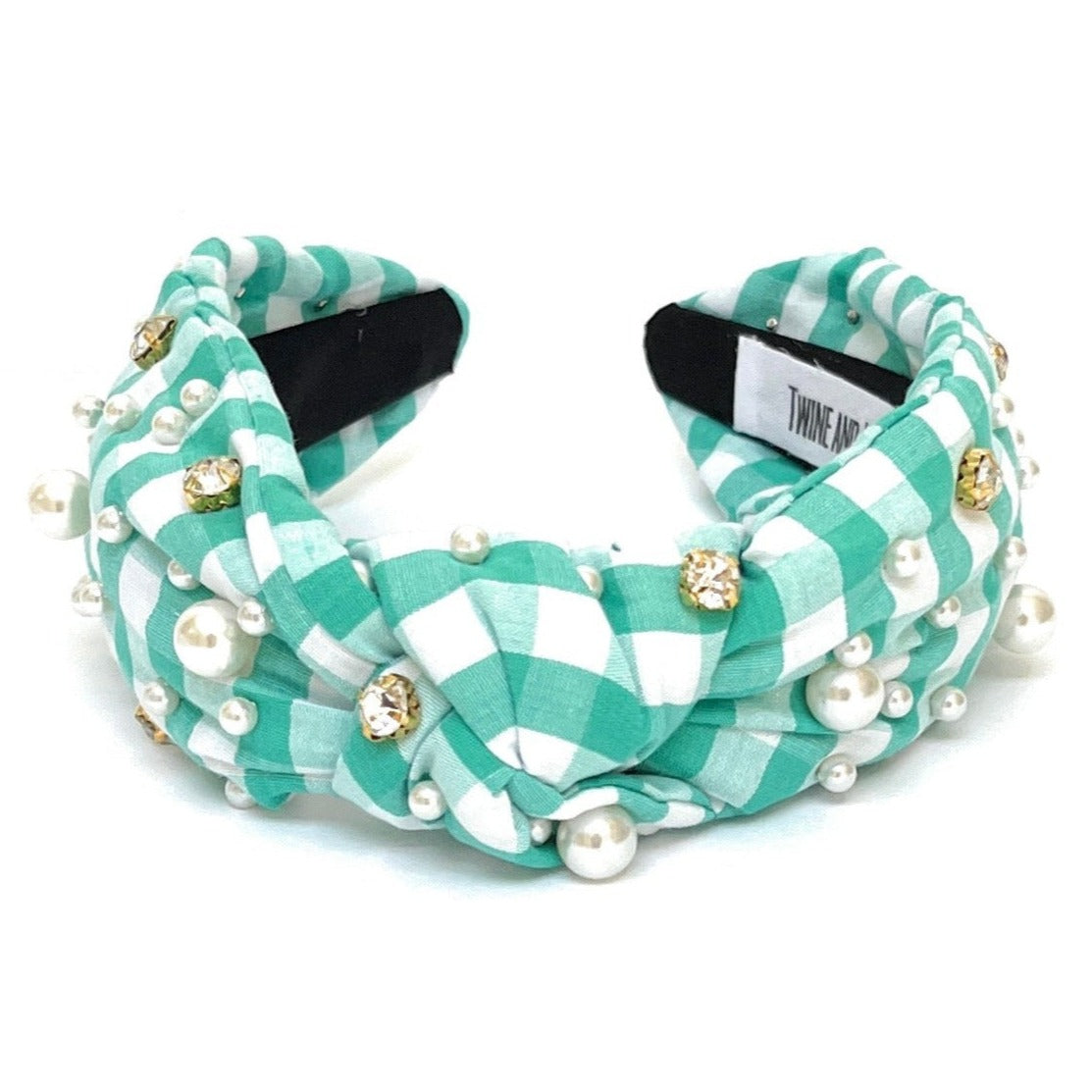 Twine and Love | Gingham Jeweled Knot Headband | Luxury  display picture 1