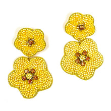 Load image into Gallery viewer, floral Beaded Earrings, beaded YELLOW Earrings, Yellow floral Earrings, yellow love Beaded Earrings, Yellow flower earrings, floral lover bead earrings, daisy beaded earrings, yellow floral earrings, Beaded earrings, yellow Love bead earrings, yellow seed bead earrings, floral accessories, spring summer accessories, spring summer earrings, gifts for mom, best friend gifts, birthday gifts, flower earrings, flower beaded earrings, floral earrings accessory, yellow earrings, small beaded earrings
