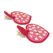 Load image into Gallery viewer, 
Hearts Beaded Earrings, red Heart Earrings, Valentines Day Earrings, Valentines Beaded Earrings, Seed Bead, Valentines Heart earrings, red earrings, red beaded earrings, confetti beaded earrings, Love beaded earrings, valentines beaded earrings, Hearts earrings, fuchsia hearts earrings, holiday gifts, holiday accessories, holiday beaded accessories, Holiday red accessories, Holiday Valentines earrings, Valentines Day gifts, best Selling items, fuchsia earrings, valentines day gifts for her