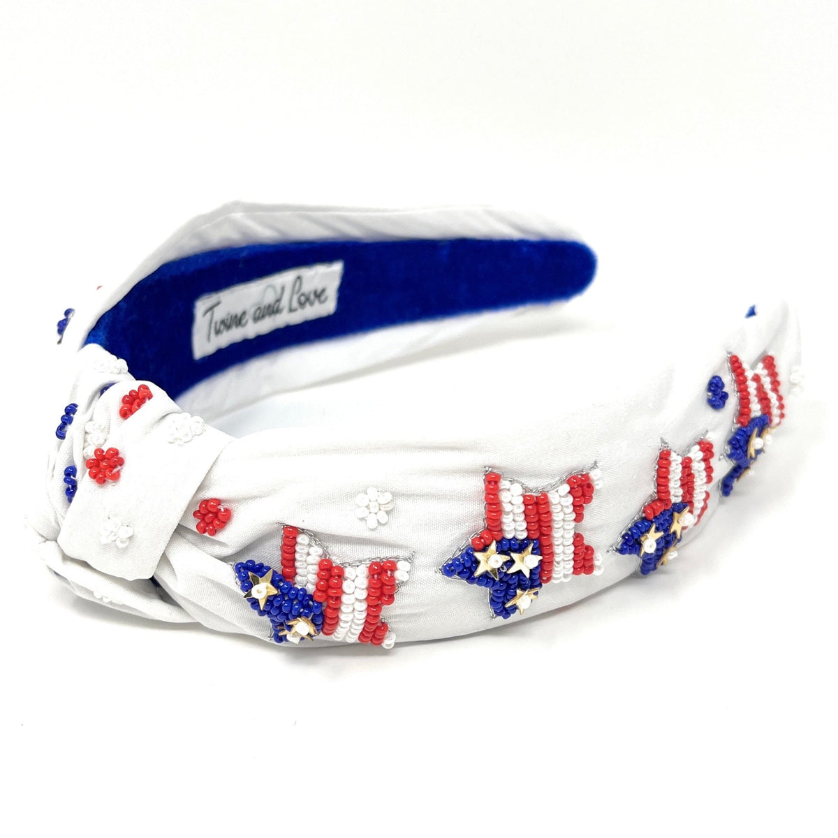 USA Stars Beaded Knot Headband, Patriotic Knot Headband, 4th of July