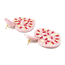 Load image into Gallery viewer, 
Hearts Beaded Earrings, Pink Heart Earrings, Valentines Day Earrings, Valentines Beaded Earrings, Seed Bead, Valentines Heart earrings, pink earrings, pink beaded earrings, confetti beaded earrings, Love beaded earrings, valentines beaded earrings, Hearts earrings, pink heart earrings, holiday gifts, holiday accessories, holiday beaded accessories, Holiday red accessories, Holiday Valentines earrings, Valentines Day gifts, best Selling items, Pink earrings, valentines day gifts for her