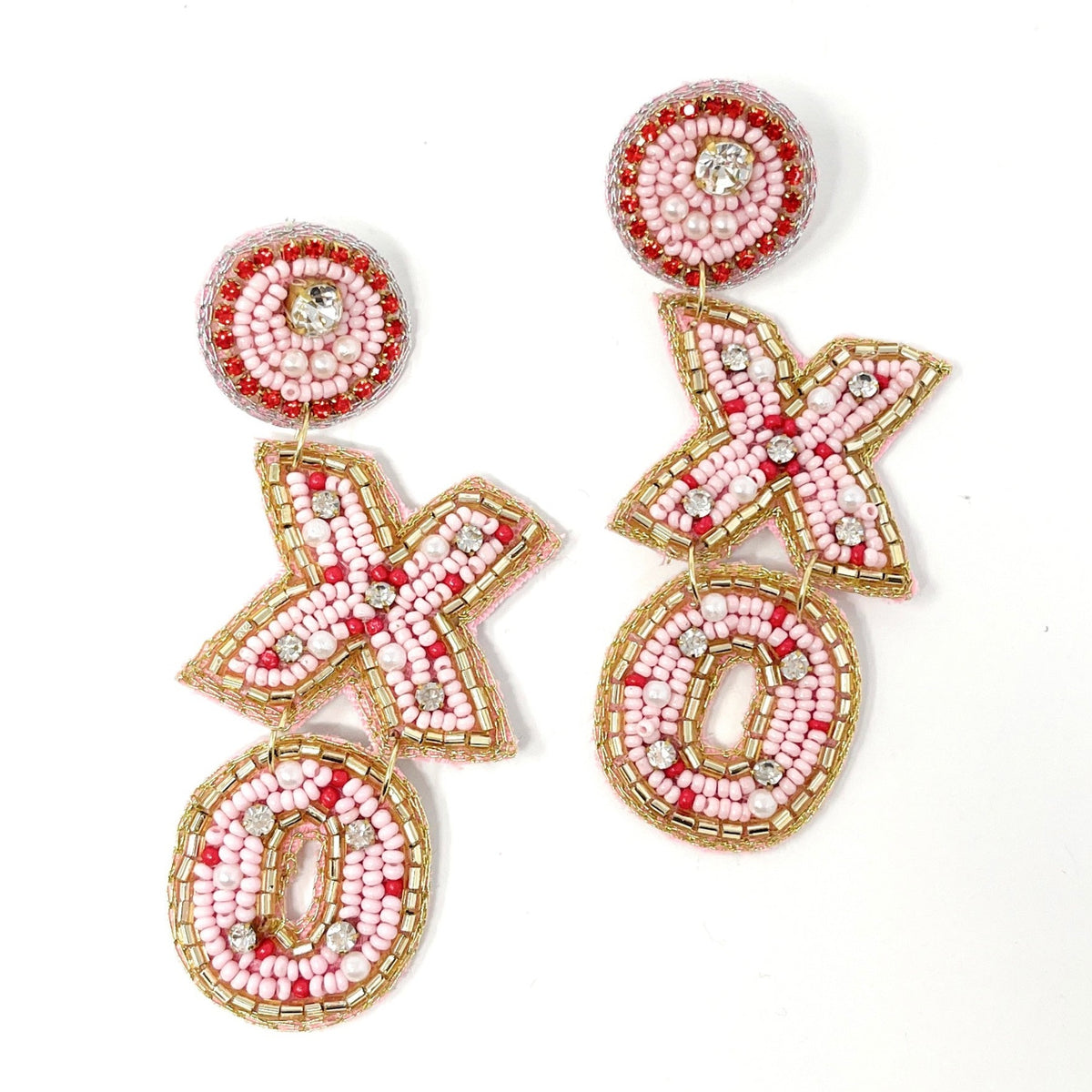 Xoxo Beaded Valentine's Earrings - Red