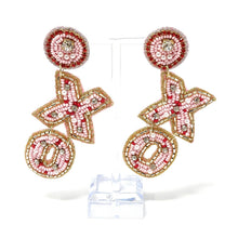 Load image into Gallery viewer, 
XOXO Beaded Earrings, Pink Heart Earrings, Valentines Day Earrings, Valentines Beaded Earrings, Seed Bead, Valentines Heart earrings, XOXO earrings, pink beaded earrings, confetti beaded earrings, Love beaded earrings, valentines beaded earrings, Hearts earrings, pink heart earrings, XOXO gifts, XOXO accessories, holiday beaded accessories, Holiday red accessories, Holiday Valentines earrings, Valentines Day gifts, best Selling items, PinK earrings, valentines day gifts for her