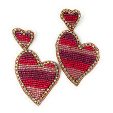 Load image into Gallery viewer, 
Hearts Beaded Earrings, Red Pink Heart Earrings, Valentines Day Earrings, Valentines Beaded Earrings, Seed Bead, Valentines Heart earrings, red earrings, red beaded earrings, pink beaded earrings, Love beaded earrings, valentines beaded earrings, holiday earrings, red holiday earrings, Hearts earrings, Pink red earrings, holiday gifts, holiday accessories, holiday beaded accessories, Holiday red accessories, Holiday Valentines earrings, Valentines Day gifts, Best seller, best Selling items