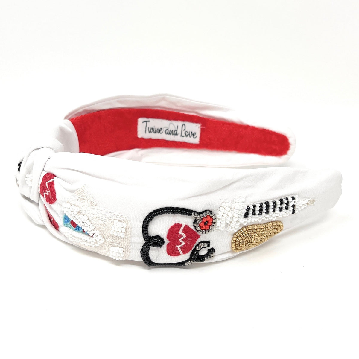 Nurse Beaded Knot Headband, Embellished Headband, Handmade Headbands