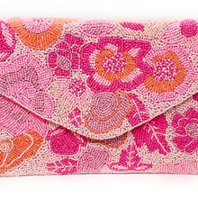 Load image into Gallery viewer, Floral beaded clutch purse, birthday gift for her, summer clutch, seed bead purse, spring beaded bag, tropical handbag, beaded bag, pink floral seed bead clutch, summer bag, birthday gift for her, clutch bag, seed bead purse, engagement gift, pink lover bag, bridal gift, floral purse, gifts to bride, gifts for bride, wedding gift, bride gifts, Summer beaded clutch purse, birthday gift for her, summer clutch, seed bead purse, pink beaded bag, summer bag, boho purse, pink beaded clutch purse, unique bags