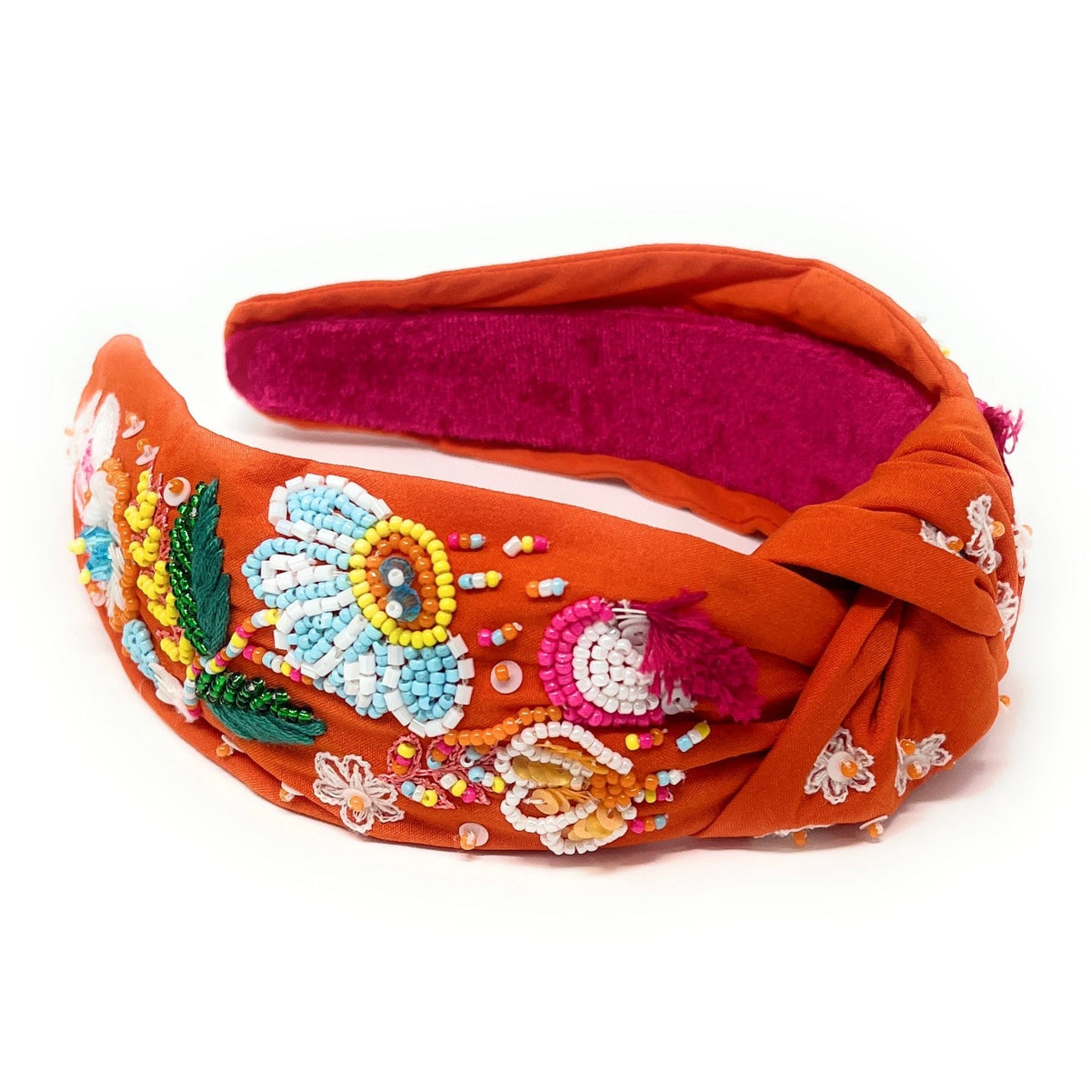 Floral Beaded Knot Headband, Embellished Headband, Handmade Headbands