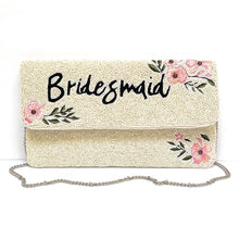 Load image into Gallery viewer, Bride clutch purse, gifts for bridesmaid, beaded clutch purse, bridal purse clutch, wedding clutch, bride gifts, bridal gifts, engagement gifts, bridal shower gifts, bridesmaid gifts, bride to be gift, gift for her, bride gift, wedding gift, bridal gift, bridal purse clutch, wedding bag, wedding purse for bride, bride bag, wedding bridal clutch, gifts for the bride, best bridesmaid gift, Ivory clutch purse, creamy beaded clutch purse, Bridesmaid clutch purse, Bridesmaid purse, bridal party favors