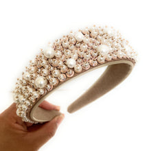 Load image into Gallery viewer, Bridal headband, Pearl wedding headband, Pearl Headpiece for bride, pearl headband for women, summer wedding hair accessories, bride gift, wedding headband, headpiece for bride, headband for bride, bridal gift, trendy headband, wedding hair piece, headbands for women, head band for bride, hair accessories, head band, hair bands for women, bridal white headband, bride beige headband