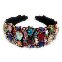 Load image into Gallery viewer, headband for women, womens headband, headbands for women, stylish headbands, headband style, top knot headband, woven top knot headband, head band, hair band, trendy headbands, top knotted headband, spring headband, summer headbands, handmade headbands, top knotted headband, knotted headband, head band, hair band for women, trendy headband, fashion headbands, embellished headband, rhinestone headband, gemstone headband for women, luxury headband, jeweled headband for women, wedding headband, hair accesories