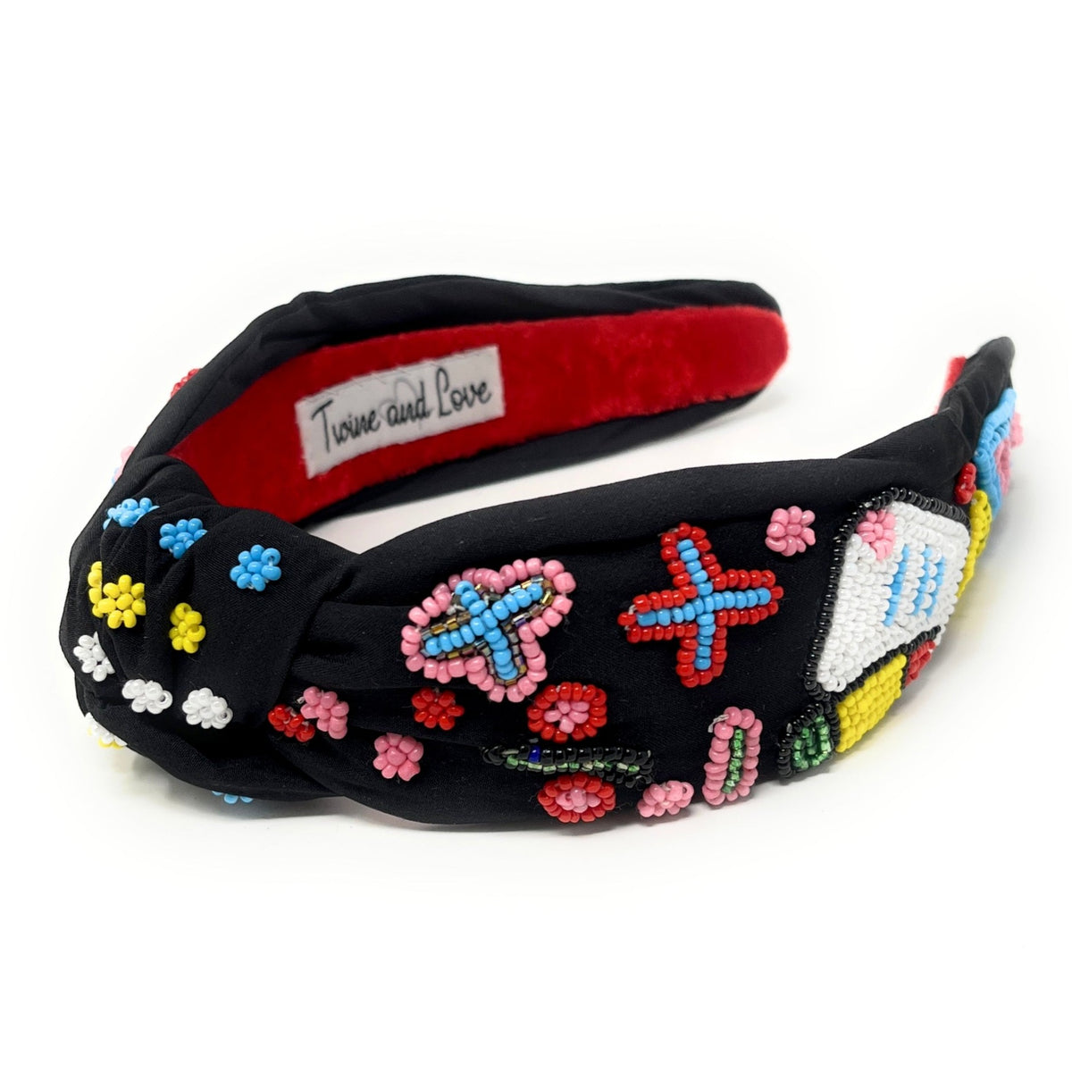 Black Beaded Knot Headband, Beaded Teacher Headband 