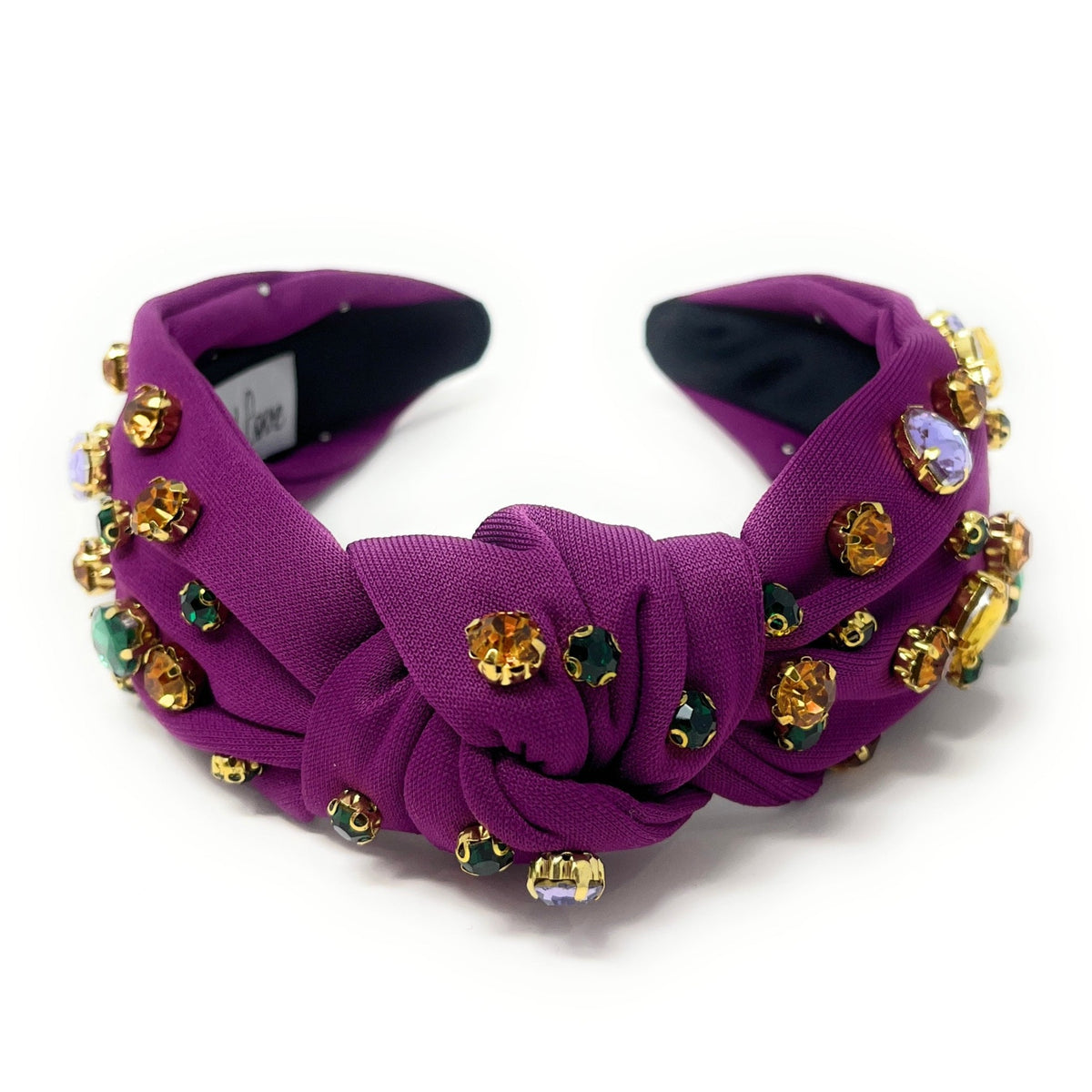 Purple Jeweled Knot Headband, Embellished Knot Headband 