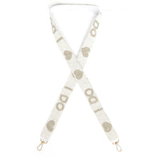 Load image into Gallery viewer, Beaded Purse Strap, Bride Purse Strap, beaded purse strap, beaded strap, Crossbody Purse Strap, Beaded Bag Strap, Bride Bridal Shower Gift , Beaded Straps, Shoulder Bag Strap, bag strap, birthday gift for her, best friend gift, camera strap, purse strap, handbag strap, bridal shower gift, engagement gift, bride purse strap, bride to be gift, gifts for bride, bachelorette gift, bachelorette gift ideas, bridal shower gift ideas, I DO strap