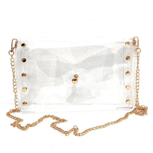 Load image into Gallery viewer, clear game day bag, stadium approved bag, clear purse, clear handbag, clear crossbody bag, game day purse, game day bag, Clear stadium bag Women's, Clear Purses for Game Day, Clear crossbody game day bag, stadium approved purse, college game day purse, college game day accessories, college game bag, college game purse, college game day clear bag, college stadium approved bag, approved bag for stadium, approved bag for football games,