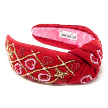 Load image into Gallery viewer, VALENTINES Jeweled Headband, Heart Headbands for Women, Heart Jeweled Knot Headband, Jeweled Knot Headbands, Valentines Day Knotted Headband, knotted headband, birthday gift for her, headbands for women, best selling items, knotted headbands, hair accessories, pink knot headband, valentine headband, valentines headband, valentines day gifts, embellished headband, heart stud headband, red headband, red hearts headband, heart headband for women and girls, bling headband, hearts knot headband, red headband